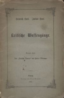 Kritische Waffeng&auml;nge. H. 4, Das "Deutsche Theater" des Herrn L'Arronge