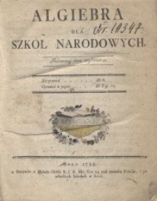 Algiebra dla szk&oacute;ł narodowych