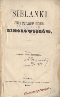Sielanki J&oacute;zefa Bartłomieja i Szymona Zimorowicz&oacute;w
