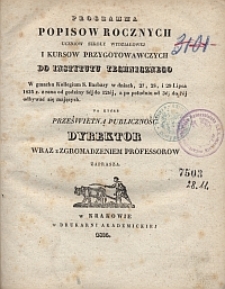 Programma popis&oacute;w rocznych uczni&oacute;w szkoły wydziałowej i kurs&oacute;w przygotowawczych do Instytutu Technicznego [...]