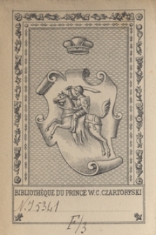 Biblioth&egrave;que du Prince W. C. Czartoryski