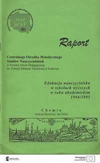 Edukacja nauczycielska w szkołach wyższych w roku akademickim 1994/1995 : chemia