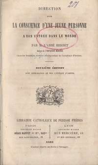 Direction pour la conscience d'une jeune personne &agrave; son entr&eacute;e dans le monde