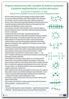 Program komputerowy jako narzędzie do badania wyobrażeń o budowie węglowodor&oacute;w u uczni&oacute;w gimnazjum