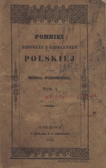 Pomniki historyi i literatury polski&eacute;y. T. 1