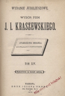 Wyb&oacute;r pism J. I. Kraszewskiego. T. 14