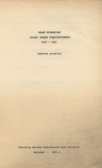 Prawo wyznaniowe Polski okresu międzywojennego 1918-1939 : (wybrane przepisy)