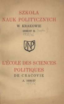 Sprawozdanie Koła Uczni&oacute;w i Absolwent&oacute;w Szkoły Nauk Politycznych za rok 1935/36