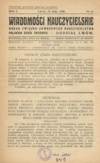 Wiadomości Nauczycielskie : organ Związku Zawodowego Nauczycielstwa Polskich Szk&oacute;ł Średnich. Oddział Lw&oacute;w. R. 1, Nr 6