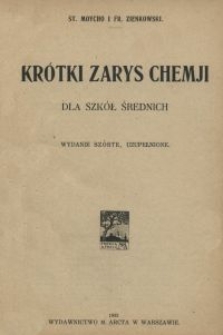 Kr&oacute;tki zarys chemji dla szk&oacute;ł średnich