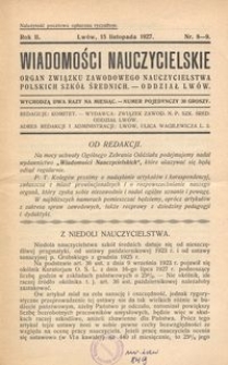Wiadomości Nauczycielskie : organ Związku Zawodowego Nauczycielstwa Polskich Szk&oacute;ł Średnich. Oddział Lw&oacute;w. R. 2, Nr 8-9