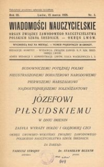 Wiadomości Nauczycielskie : organ Związku Zawodowego Nauczycielstwa Polskich Szk&oacute;ł Średnich. Okręg Lw&oacute;w. R. 3, Nr 3