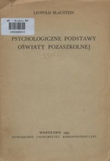 Psychologiczne podstawy oświaty pozaszkolnej