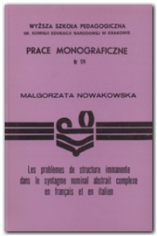 Les Probl&eacute;mes de structure immanente dans le syntagme nominal abstrait complexe en fran&ccedil;ais et en italien