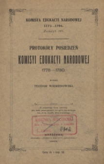 Protok&oacute;ły posiedzeń Komisyi Edukacyi Narodowej 1778-1780