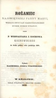 R&oacute;żaniec Najświętszej Panny Maryi, według zwyczaju kaznodziejskiego rytmem polskim wyrażony