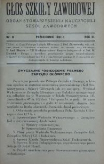Głos Szkoły Zawodowej : organ Stowarzyszenia Nauczycieli Szk&oacute;ł Zawodowych. R. 3, Nr 8