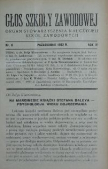Głos Szkoły Zawodowej : organ Stowarzyszenia Nauczycieli Szk&oacute;ł Zawodowych. R. 4, Nr 8