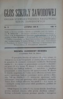 Głos Szkoły Zawodowej : organ Stowarzyszenia Nauczycieli Szk&oacute;ł Zawodowych. R. 4, Nr 9