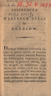 Instrukcya względem opłat od uczni&oacute;w