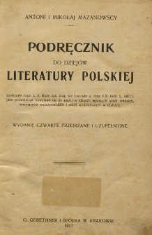 Podręcznik do dziej&oacute;w literatury polskiej