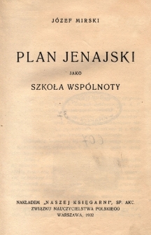 Plan Jenajski jako szkoła wsp&oacute;lnoty
