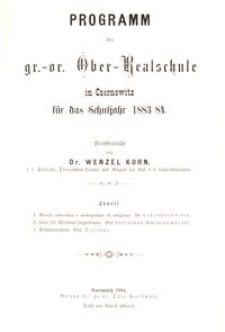 Programm der gr.-or. Ober-Realschule in Czernowitz f&uuml;r das Schuljahr 1883/84