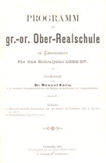 Programm der gr.-or. Ober-Realschule in Czernowitz f&uuml;r das Schuljahr 1886/87