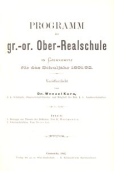 Programm der gr.-or. Ober-Realschule in Czernowitz f&uuml;r das Schuljahr 1891/92