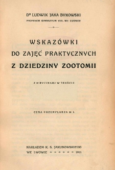 Wskaz&oacute;wki do zajęć praktycznych z dziedziny zootomii