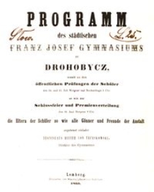 Programm des st&auml;dtischen Franz Josef Gymnasiums zu Drohobycz