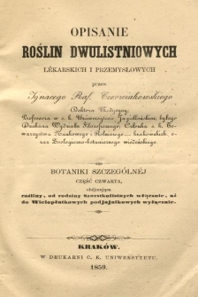 Opisanie roślin dwulistniowych l&eacute;karskich i przemysłowych