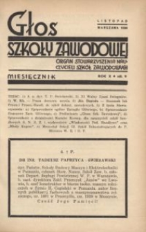 Głos Szkoły Zawodowej : organ Stowarzyszenia Nauczycieli Szk&oacute;ł Zawodowych. R. 10, Nr 9