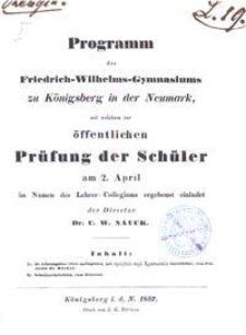 Programm des Friedrich-Wilhelms-Gymnasiums zu K&ouml;nigsberg in der Neumark