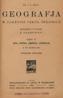 Geografja w zakresie szk&oacute;ł średnich. Cz. 2, Azja, Afryka, Ameryka, Australja