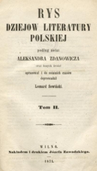 Rys dziej&oacute;w literatury polskiej. T. 2
