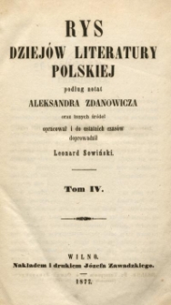 Rys dziej&oacute;w literatury polskiej. T. 4