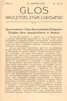 Głos Nauczycielstwa Ludowego. R. 5, 1910, Nr 15-16