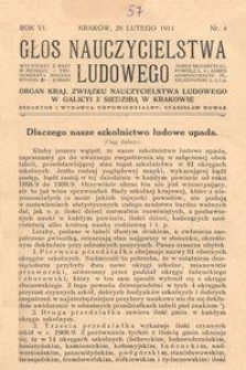 Głos Nauczycielstwa Ludowego. R. 6, 1911, Nr 4