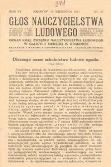 Głos Nauczycielstwa Ludowego. R. 6, 1911, Nr 17