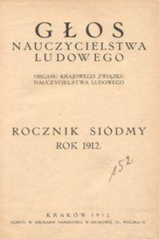 Głos Nauczycielstwa Ludowego. R. 7, 1912, Nr 1-2