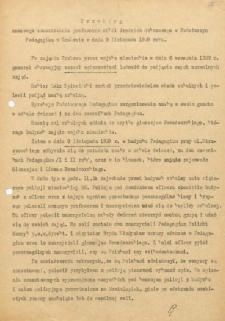 Przebieg masowego aresztowania profesor&oacute;w szk&oacute;ł średnich dokonanego w Państwowym Pedagogium w Krakowie w dniu 9 listopada 1939 roku