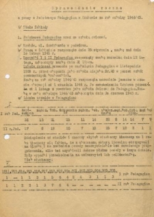Sprawozdanie roczne z pracy w Państwowym Pedagogium w Krakowie za rok szkolny 1944/45