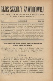 Głos Szkoły Zawodowej : organ Stowarzyszenia Nauczycieli Szk&oacute;ł Zawodowych. R. 6, Nr 8