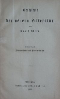 Geschichte der neuern Litteratur. Bd. 1, Fr&uuml;hrenaissance und Vorreformation