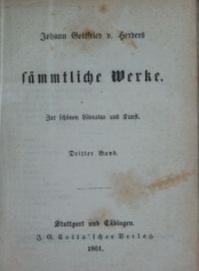S&auml;mmtliche Werke : zur sch&ouml;nen Literatur und Kunst. Bd. 3