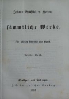 S&auml;mmtliche Werke : zur sch&ouml;nen Literatur und Kunst. Bd. 10
